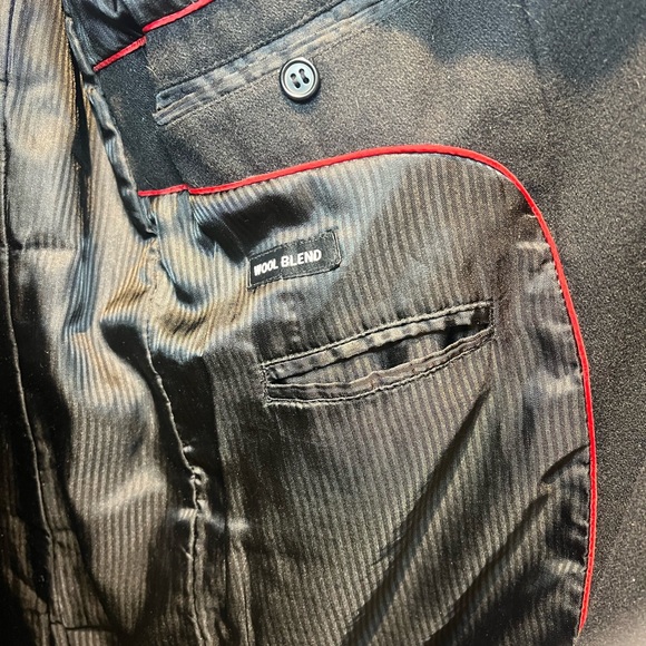 Fiorucci Men’s Wool Blend Long Overcoat Size 40 | Classic Black Tailored Coat - Picture 9 of 9